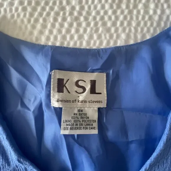 KSL Blue Textured Asymmetrical Blouse Women’s V-Neck Short Sleeve Top Size 16W - Picture 7 of 8